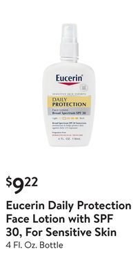 Walmart Eucerin daily protection face lotion with spf 30, for sensitive skin offer