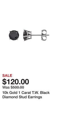 Kohl's 10k gold 1 carat t.w. black diamond stud earrings offer