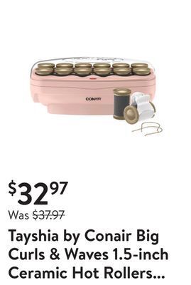 Walmart Tayshia by conair big curls & waves 1.5-inch ceramic hot rollers chv18t offer