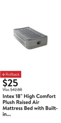 Walmart Intex 18 high comfort plush raised air mattress bed with built-in pump - twin offer