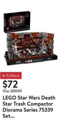 Walmart Lego star wars death star trash compactor diorama series 75339 set for adults with princess leia, chewbacca & r2-d2, collecti offer