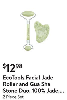 Walmart Ecotools facial jade roller and gua sha stone duo, 100% jade, skincare tool offer
