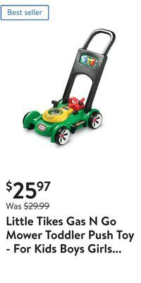 Walmart Little tikes gas n go mower toddler push toy - for kids boys girls ages 1.5 years and older offer