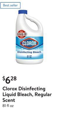 Walmart Clorox disinfecting liquid bleach, regular scent offer