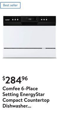 Walmart Comfee 6-place setting energystar compact countertop dishwasher with 8 cleaning settings, cdc22p1aww, white offer