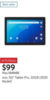 Walmart Onn. 10.1 tablet pro, 32gb (2020 model) offer