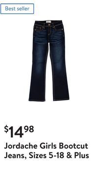 Walmart Jordache girls bootcut jeans, sizes 5-18 & plus offer