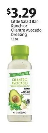 Aldi Little Salad Bar Ranch or Cilantro Avocado Dressing 12 oz offer