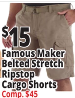 Ocean State Job Lot Famous maker belted stretch ripstop cargo shorts offer