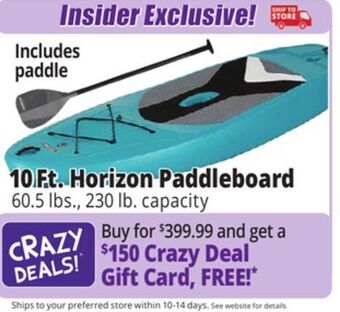 Ocean State Job Lot Lifetime horizon 10' stand up paddleboard offer