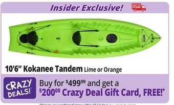 Ocean State Job Lot Lifetime kokanee 10'6 tandem kayak, green offer