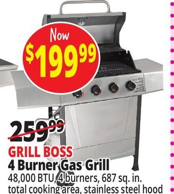 Ocean State Job Lot Grill boss 4-burner gas grill offer