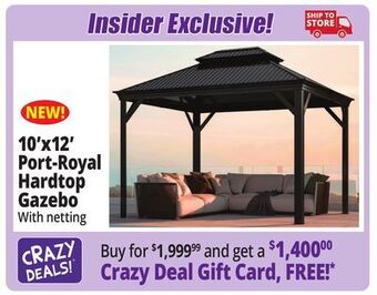 Ocean State Job Lot Port-royal 10' x 12' hardtop gazebo with mosquito netting offer