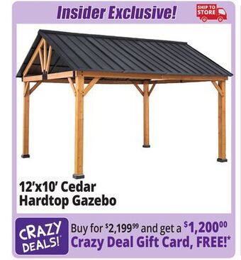 Ocean State Job Lot 12' x 10' cedar framed pavilion offer