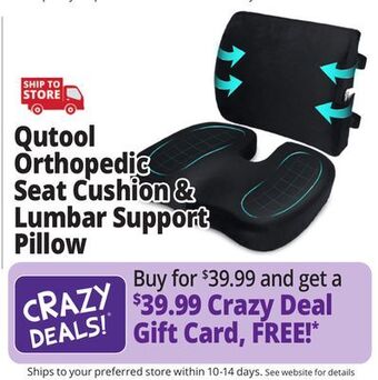 Ocean State Job Lot Qutool orthopedic seat cushion & lumbar support pillow offer