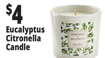 Ocean State Job Lot Roura citronella & eucalyptus candle offer