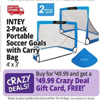 Ocean State Job Lot Intey 2-pack 4' x 3' portable soccer goals with carry bag offer