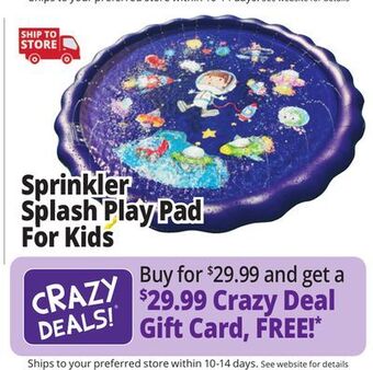 Ocean State Job Lot Sprinkler splash play pad for kids, 67 offer