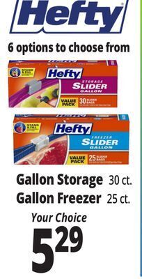 Ocean State Job Lot Hefty gallon storage 30 ct gallon freezer 25 ct. offer
