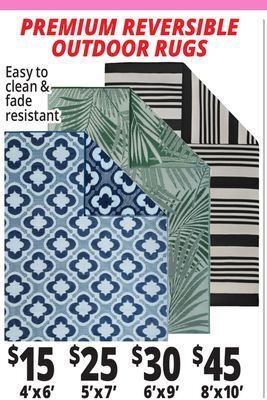 Ocean State Job Lot Reversible outdoor rugs offer