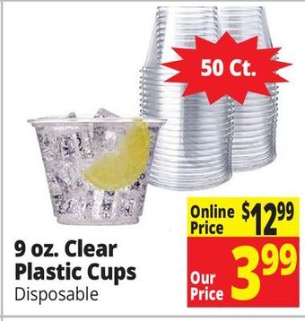 Ocean State Job Lot 9 oz. clear plastic cups offer
