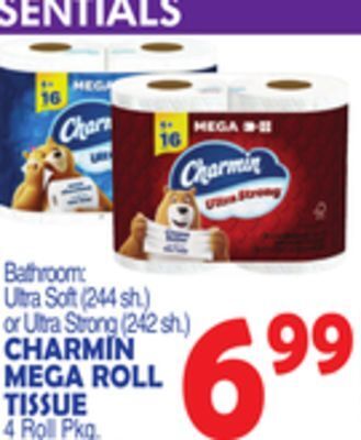 Bravo Supermarkets Charmin mega roll tissue 4 roll pkg. offer