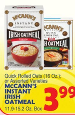 Bravo Supermarkets Mccann's instant irish oatmeal offer