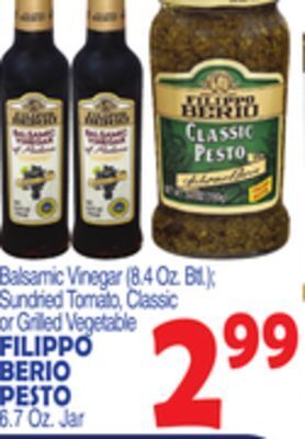 Bravo Supermarkets Filippo berio pesto 6.7 oz. jar offer