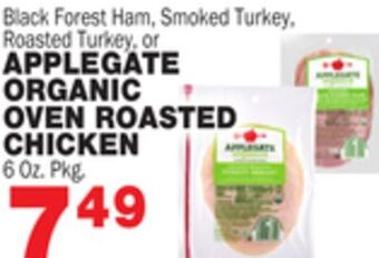 Bravo Supermarkets Applegate organic oven roasted chicken offer