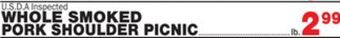Bravo Supermarkets Whole smoked pork shoulder picnic offer