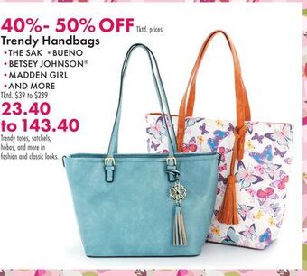 Boscov's Trendy handbags offer
