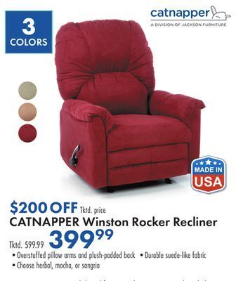 Boscov's Catnapper winston rocker recliner offer