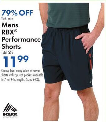 Boscov's Mens rbx® performance shorts offer