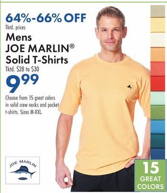 Boscov's Mens joe marlin® solid t-shirts offer