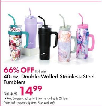 Boscov's 40-oz. double-walled stainless-steel tumblers offer