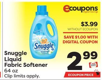 Weis Markets Snuggle liquid fabric softener offer