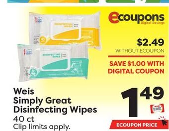 Weis Markets Weis simply great disinfecting wipes offer