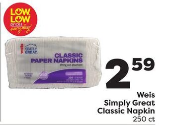 Weis Markets Weis simply great classic napkin offer