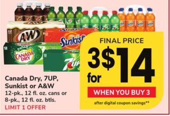 ACME Canada dry, 7up, sunkist or a & w offer