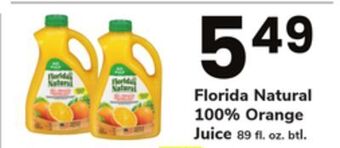 ACME Florida natural 100% orange juice offer