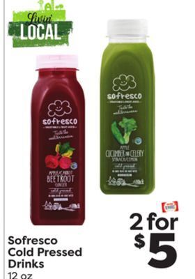 Weis Markets Sofresco cold pressed drinks offer