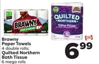 Weis Markets Brawny paper towels 4 double rolls quilted northern bath tissue 6 mega rolls offer