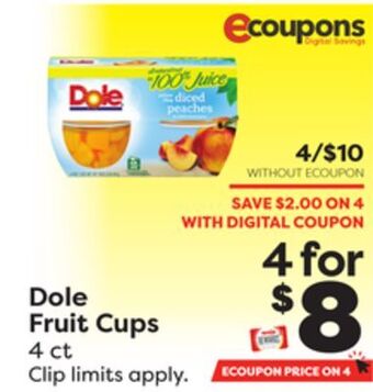 Weis Markets Dole fruit cups offer