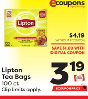 Weis Markets Lipton tea bags offer