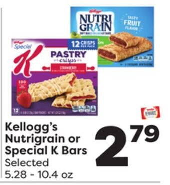 Weis Markets Kellogg's nutrigrain or special k bars offer