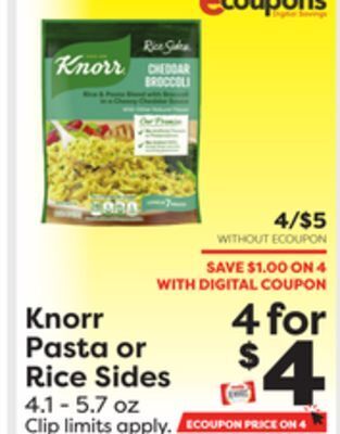 Weis Markets Knorr pasta or rice sides offer