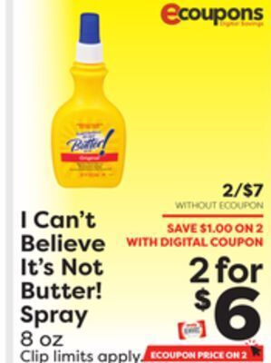 Weis Markets I can't believe it's not butter! spray offer