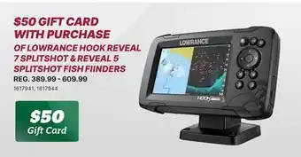 Sportsman's Warehouse Lowrance hook reveal 7 splitshot & reveal 5 splitshot fish fiinders offer