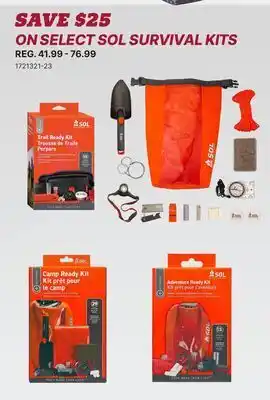 Sportsman's Warehouse Save $25 on select sol survival kits offer