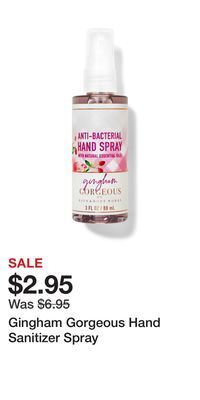 Bath & Body Works Gingham gorgeous hand sanitizer spray offer
